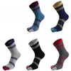 5 par Man Short Toe Socks Pure Cotton Striped Business Vintage Sweatabsorbering Soft Elastic Party Dress Finger Sokken 240112