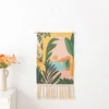 Inicio Boho Decoración Macramé Borla de algodón Tejido hecho a mano Tapiz colgante de pared Ramadán Paisaje Arte de la pared Fondo Tapiz de tela 240111