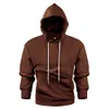 Cross Border Heißer Verkauf Temu Herren Top Hoodie Verdickter Cord Langärmeliger Einfarbiger Känguru-Taschen-Kapuzenpullover mit hängender Schulter