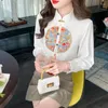 Women's Blouses Satin Chinese Style Shirt Loose Embroidery Fashion Clothing Long Sleeves Spring/Summer Women Tops YCMYUNYAN