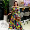 Robes de grande taille épaules dénudées femmes robe Maxi tempérament élégant bustier tubulaire dos nu manches bouffantes taille haute à lacets Boho