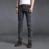 Kaliteli siyah gri mavi skinny jeans erkekler bahar yaz ince fit denim kot erkek pamuk streç kot pantolon kovboy pantolon 240112