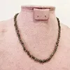 Chains 4MM Irregular Pyrite Nugget Necklace Delicate 2024 Choker Beads Chain Chocker Jewelry On The Neck Pendant Collar Woman Gift