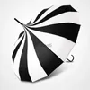 Umbrellas 16k Black and White Retro Pagoda Umbrella Striped Parasol Umbrella Sun Rain UV Large Umbrella with Hook Handle YQ240112