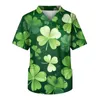 Mannen T-shirts Schoonheidsspecialiste Werkkleding Mannen St. Patrick's Day Print Ademend Scrub Tops Lab Uniform Shirt Stofdicht Werk