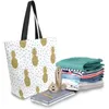 Shoppingväskor ananas canvas tygpåse axel casual bok stor för kvinnor polka prick handväska handväska återanvändbar mångsidig användning