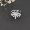 Marca con incrustaciones de lujo joyería de boda de moda americana anillo de girasol diseñador diamante plata esterlina para mujeres regalos de fiesta anillos