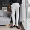 メンズパンツブランド服春秋の高品質のビジネススーツズボン/オスのスリムフィットカジュアルウエストオフィスドレス36-28