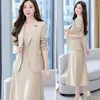 Work Dresses 2Pcs/Set Women Suit Coat Dress Outfit Commute Trendy Mid-length Light Streetwear Sling Long Blazer Jacket Spring Clothing