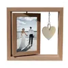 Cadres Po Cadre double face rotatif en bois photo cadeau pour papa mari hommes pendentif coeur gravé père de Noël