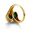 Trending Water Drop Green Emerald Rings For Women Gold With Stones Luxury Designer Unqiue Jewelry Accesories Wedding Party Gift 240112