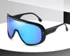 Futuristic oversized one piece sunglasses women flat top gradient sun glasses men shades female goggle