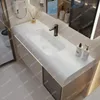 Rubinetti per lavabo da bagno Combinazione di armadietti in stile crema Smart Beauty Specchio a induzione Lavabo in ceramica con lavabo intero