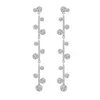 Stud Oorbellen 925 Sterling Zilver Lange Kwast Ronde Cut Wit 5A Zirkoon Diamond Drop Dangle Voor Vrouwen Accessoires Cadeau