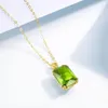 14K gouden Peridot edelsteen hanger kettingen voor vrouwen zilver 925 sieraden vierkant Boho bruiloftsgasten cadeau Valentijnsdag sieraden 240112