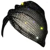 Berets Glitter Beanie Women Mesh Hat Fishnet Crystal Diamond Fashion Jewelry Hair Accessories