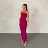 Lässige Kleider, elegant, schulterfrei, rückenfrei, gerafft, dünn, Robe, weiblich, Party, Abendkleid, Kleidung, asymmetrisch, prägnant, Maxikleid für Damen