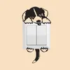 Pegatina para interruptor luminosa de dibujos animados que brilla en la oscuridad, pegatinas de pared, decoración del hogar, decoración de habitación de niños, calcomanía de gato y perro 240111