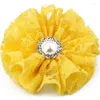 Accessori per capelli 5 pz/lotto 7 cm 15 colori Sfilacciata Maglia Del Fiore Del Merletto Del Metallo Perla Bottone Per Le Ragazze Shabby Fiori In Tessuto Fasce