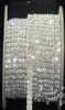 مجوهرات الزفاف 2ROW SS16 CLEAR CRYSTAL RHINESTONE TRIMS إغلاق سلسلة الفضة 10 ياردة 1719806