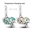 온도로 패션 컬러 변화 카멜레온 무당 벌레 실버 charms beads fit pando 925 오리지널 팔찌 고급 DIY 보석