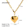Pendant Necklaces Uworld 18K Gold Plated Smooth Love Charm Stainless Steel Chunky Heart Necklace Bracelet Collar Acero Inoxidable Mujer