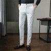 Men's Pants Spring Summer Fashion Striped Casual Simple Ankle Length Formal Slim Suit Business Office Trousers