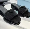 Prades Crystals Designer-sling-back Satin Pumpar Crystals Series Slippers Sandaler Loafers Muller Shoes Upper Heat-Sealed Crystalsize