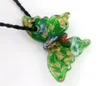 Pendant Necklaces Wholesale 6pcs Handmade Murano Lampwork Glass Colorful Gold Sand Butterfly Fit Necklace Jewelry Gifts LL08