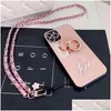 Handy-Riemen Charms Design Mobile Handgelenk Seil Anti-verlorene Lanyard Mode Kamera Schlüssel USB-Halter Halsband Blume Hängen Aa2203 Dhgpq