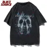 Hip-hop homens camiseta crânio preto t camisa vento escuro estilo preto plus size topos harajuku y2k vintage streetwear roupas masculinas topos 240112