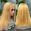 Ombre Straight Bob Human Hair Wigs 4x4 Transparent Lace Closure 14 Inches Short Remy Wig For Women