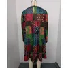 Roupas étnicas Impresso Vestidos Africanos para Mulheres Outono Dashiki Redondo Pescoço Moda Manga Longa Solta Vestido Curto Senhoras Tradicionais