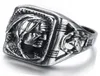 Men039039S smycken gotisk tribal amerikansk indisk rostfritt stål ring klassiker punk Biker Band Silver Black av Mate Ri2077142