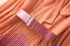 2024 Spring Contrast Color Ribbon Tie Bow Belted Dress Multicolor Long Sleeve Round Neck Long Maxi Casual Dresses A3J101744