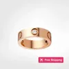 Кольца Классика Love Ring дизайнерское кольцо для женщин 4мм 5мм 6мм кольцо Позолота 18К С бриллиантами Дизайнерские украшения для влюбленных Обручальное кольцо Юбилейное ювелирное изделие в подарок