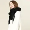 Cashmere Scarf Women Winter Shawls and Wraps For Ladies Stole Fame Solid Warps Winter Cashmere Ull Scarves Luxury Pashmina 240111