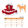 Vestuário para cães Vestido de Natal Roupa confortável com sinos de arco Pequeno animal de estimação saia vermelha terno colarinho de boneca grosso para cães médios