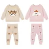 Jersey Primavera Ropa de punto para bebés para niños Niñas Ropa para bebés Conjuntos de suéteres para bebés Tops + Pantalones Pull Fille Conjuntos de ropa exterior para recién nacidos 0-3YL2401