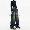 Damen Jeans Hosen Capris 2023 Neu für Frauen Hohe Taille Gerade Lose Retro Straße Casual Y2K Mode Hip Hop Baggy Breites Bein