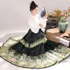 Ny original Featured Personality Party Dress Ming Dynasty Horse Face kjol Hanfu Female Han Element Kinesisk stil Daglig hundra veckade lång kjol 210