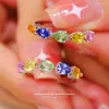 Cluster Rings Unice Classic Real 18K Solid Yellow Gold Jewelry AU750 Water Drop Shape Natural Colors Sapphire Rainbow for Women Gift