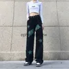 Women's Jeans Pants Capris Washed Printed Women Denim Casual Ladies Y2k High Street Straight Korean Fashion Streetwear New