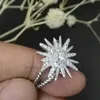 2024 SMEWELY LUXURY MARK bröllop inlagd ringdesigner Sunflower American Fashion Diamond Sterling Silver for Women Party Gifts Rings Rings