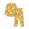 Men's Sleepwear Colorful Oranges Pajamas Set Spring Citrus Print Cute Night Couple 2 Piece Casual Oversize Nightwear Birthday Present