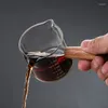 Wine Glasses 50/75/100ML Espresso Glass Cup Wooden Handle Measuring Milk Latte Jug Coffee Supplies Kitchen Mug Drinkware Double Bottom