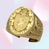 Mode Gold Farbe Hand Geschnitzte Ring Für Männer Hohe Qualität Lion Crown Siegelringe Persönlichkeit Männliche Dichtung Punk Party Schmuck geschenke1212690