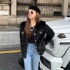 Lucyever Korean Fashion Lamb Wool Coats Women Streetwear O-NeckFaux Fur Jackets女性