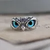 Retro Devil's Eye Owl Ring Kreative übertriebene Tieröffnung Verstellbarer Ring Cross Wish 339 181