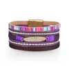 Link Bracelets Bohemian Ethnic Colorful Creative Personality Style Inlaid Diamond Leather Bracelet High Quality Jewelry